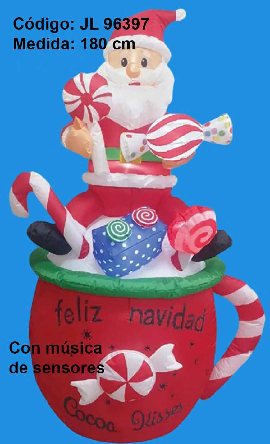 Inflable navideño de Santa Claus con dulces y taza, 180 cm, código JL 96397