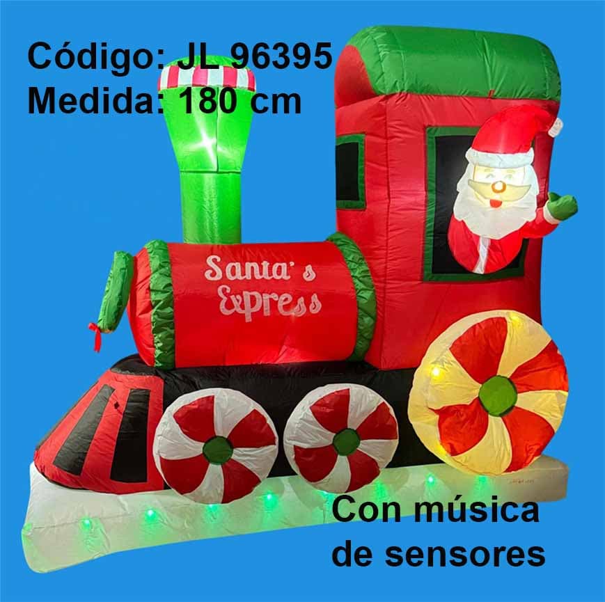 Inflable navideño Tren de Santa's Express con Papá Noel, 180 cm