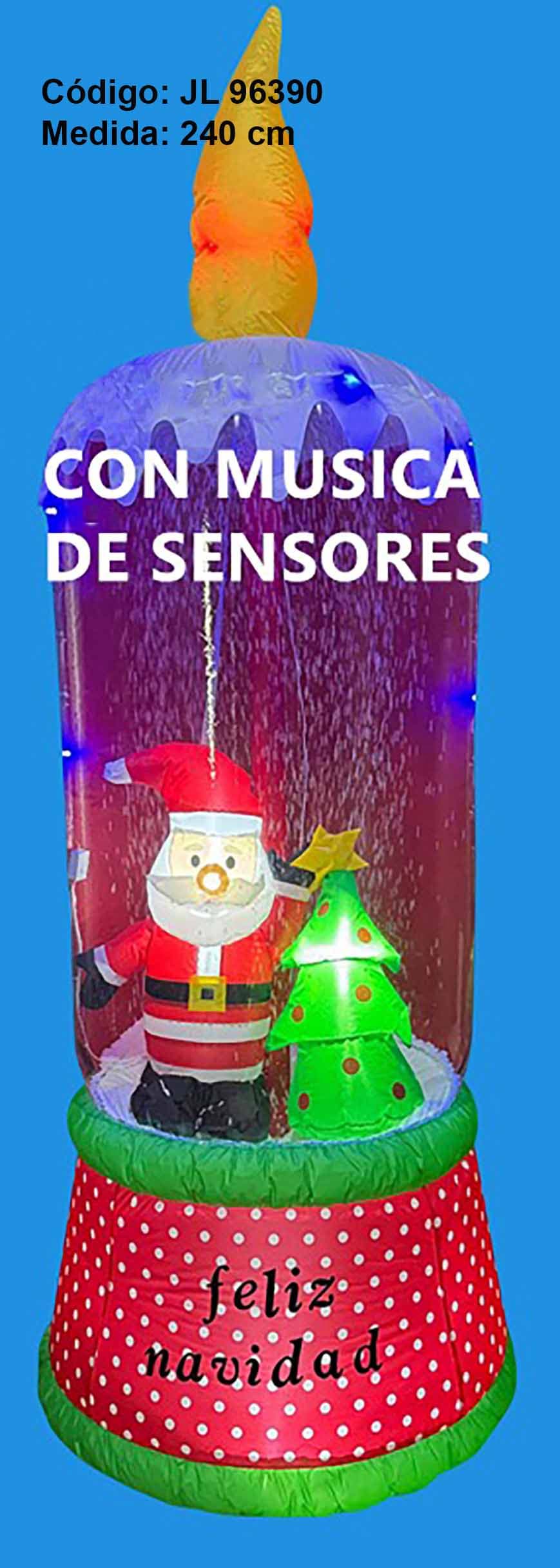 Inflable navideño tipo globo de nieve con Santa, árbol y pingüino, 240 cm, código JL96390
